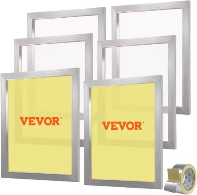 Main image of VEVOR Screen Printing Kit, 6 Pieces Aluminum Silk Screen Printing Frames, 20x24inch Silk Screen Printing Frame with 110 Count Mesh, High Tension Nylon Mesh and Sealing Tape for T-shirts DIY Printing
