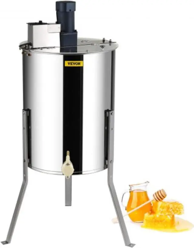 Main image of VEVOR Electric Honey Extractor, 4/8 Frames Honey Spinner Extractor, Stainless Steel Beekeeping Extraction, Honeycomb Drum Spinner with Lid, Apiary Centrifuge Equipment with Height Adjustable Stand
