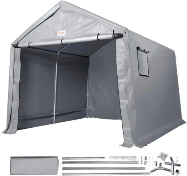 Main image of VEVOR Portable Shed Outdoor Storage Shelter, 7 x 12 x 7.36 ft Heavy Duty All-Season Instant Storage Tent Tarp Sheds with Roll-up Zipper Door and Ventilated Windows For Motorcycle, Bike, Garden Tools