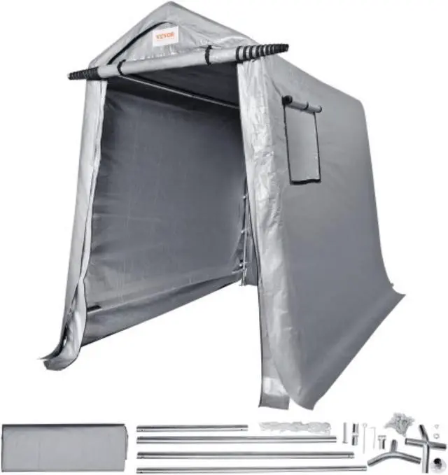 Main image of VEVOR Portable Shed Outdoor Storage Shelter, 6 x 8 x 7 ft Heavy Duty All-Season Instant Storage Tent Tarp Sheds with Roll-up Zipper Door and Ventilated Windows For Motorcycle, Bike, Garden Tools