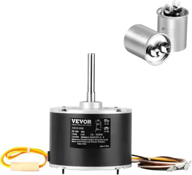 Main image of VEVOR Condenser Fan Motor K55HXJKL-2918, 51-23055-11, 1/5 HP 208-230V, 1075RPM, OEM Standard Upgraded Replacement Condenser Motor Reversible Rotating, Explosion-proof CBB65 5F/370V Capacitor