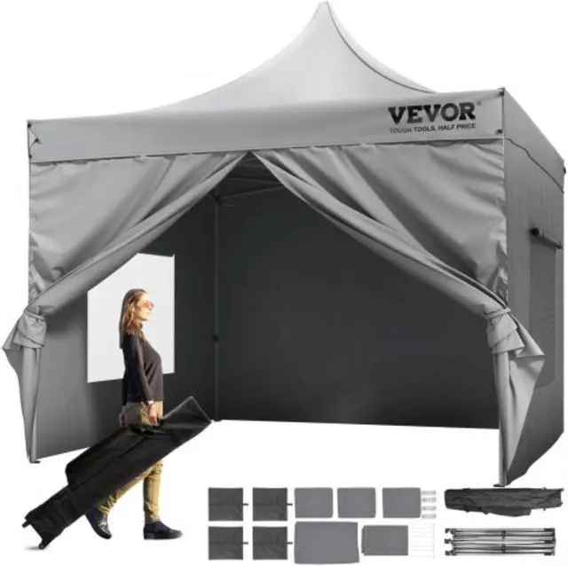 Main image of VEVOR 10x10 FT Pop up Canopy with Removable Sidewalls, Instant Canopies Portable Gazebo & Wheeled Bag, UV Resistant Waterproof, Enclosed Canopy Tent for Outdoor Events, Patio, Backyard, Party, Camping
