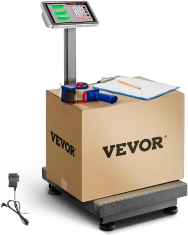 Main image of VEVOR Computing Digital Platform Scale, 660 lbs Load, 0.1 lbs Accuracy Computing Floor Scale with LB/KG, Tare, Price Calculator, Stainless Steel High-Definition Display for Boxes, Luggages, FCC Listed