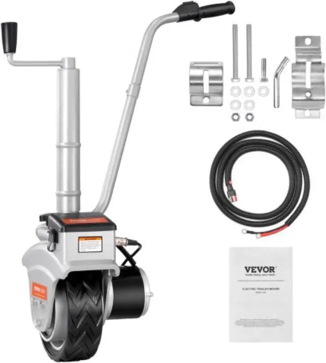 Main image of VEVOR Electric Trailer Dolly, 5000lbs Towing Capacity, 350W 12V Trailer Jockey Wheel with 22 ft/min Moving Speed, 12''-24.8'' Adjustable Clamp Height & 8'' Rubber Tire, for Moving Trailer Caravan Boat