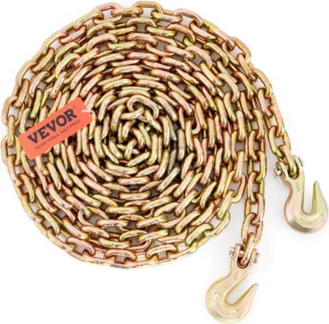 Main image of VEVOR Transport Binder Chain, 7100 lbs Working Load Limit, 3/8'' x 20' G80 Tow Chain Tie Down with Grab Hooks, DOT Certified, Galvanized Coating Manganese Steel for Dock Factory Construction Site
