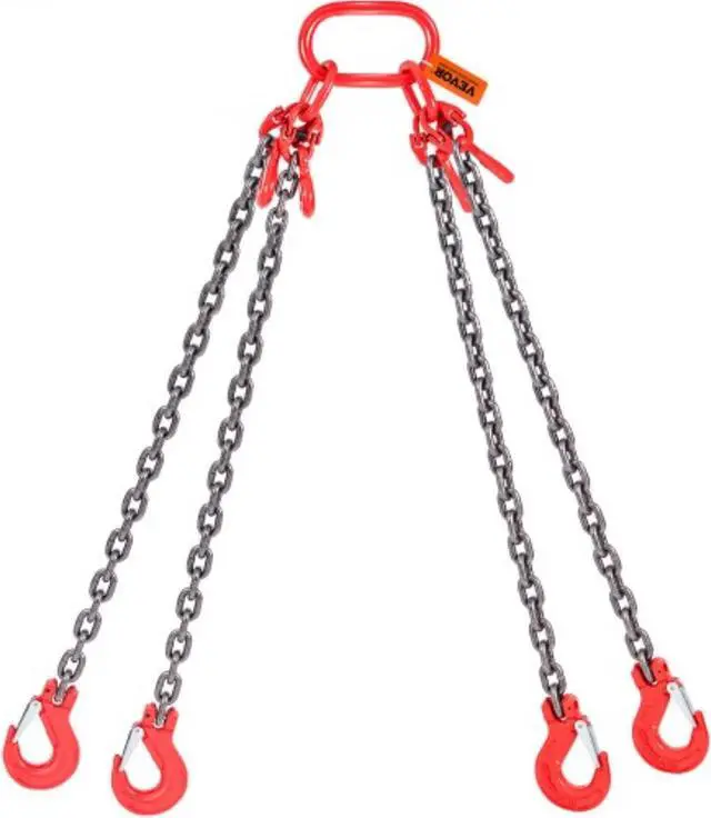 Main image of VEVOR Chain Sling, 11000 lbs Weight Capacity, 5/16'' x 5' G80 Lifting Chain with Grab Hooks, DOT Certified, Blackening Coating Manganese Steel & Adjustable Length, for Dock Factory Construction Site