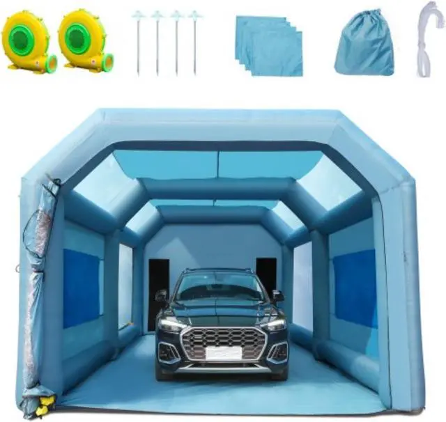 Main image of VEVOR Inflatable Paint Booth, 20x10x8ft Inflatable Spray Booth, High Powerful 480W+750W Blowers Spray Booth Tent, Car Paint Tent Air Filter System for Car Parking Tent Workstation Motorcycle Garage
