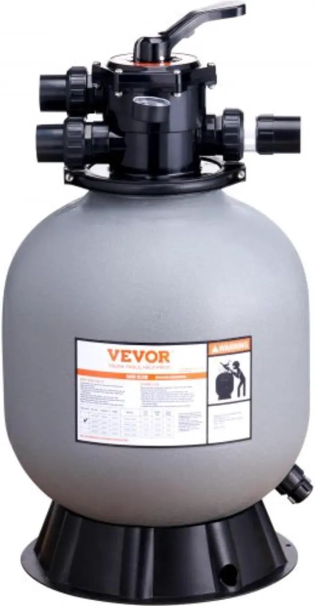 Main image of VEVOR Sand Filter, 19-inch, Up to 45 GPM Flow Rate, Above Inground Swimming Pool Sand Filter System with 7-Way Multi-Port Valve, Filter, Backwash, Rinse, Recirculate, Waste, Winter, Closed Functions