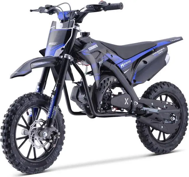 Alt view image 4 of 12 - MotoTec Thunder 50cc 2-Stroke Kids Gas Dirt Bike Blue