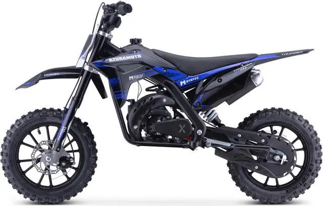 Alt view image 6 of 12 - MotoTec Thunder 50cc 2-Stroke Kids Gas Dirt Bike Blue