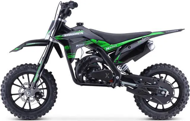 Alt view image 6 of 12 - MotoTec Thunder 50cc 2-Stroke Kids Gas Dirt Bike Green