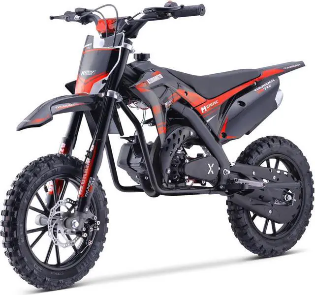 Alt view image 3 of 12 - MotoTec Thunder 50cc 2-Stroke Kids Gas Dirt Bike Red