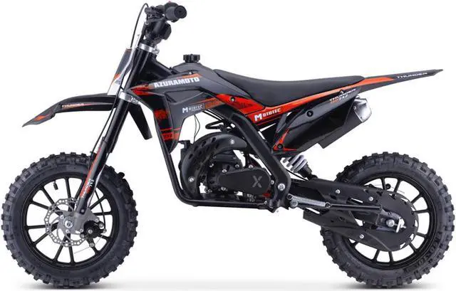 Alt view image 6 of 12 - MotoTec Thunder 50cc 2-Stroke Kids Gas Dirt Bike Red