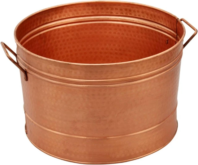 Alt view image 2 of 2 - Benzara HGM008 Hammered Pattern Galvanized Farmhouse Style Tub, Copper