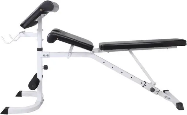 Alt view image 7 of 10 - vidaXL Workout Bench with Weight Rack, Barbell and Dumbbell Set 198.4 lb