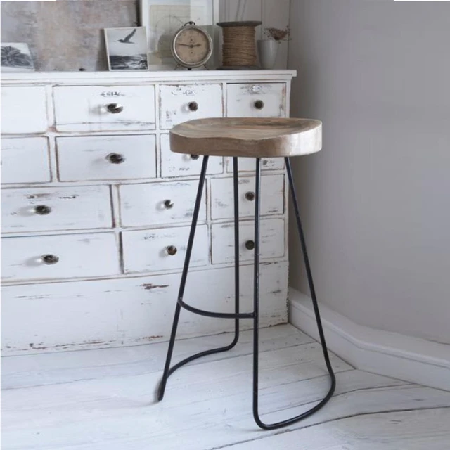 Alt view image 5 of 5 - Wooden Saddle Seat Barstool with Tubular Metal Base, Small, Brown and Black