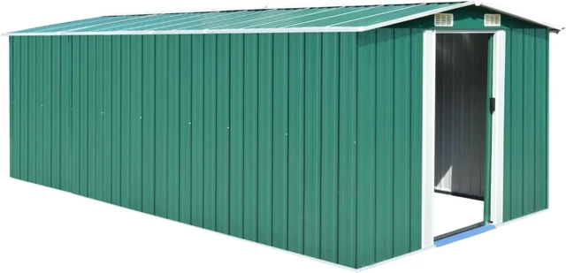Main image of vidaXL Garden Shed 101.2" x 192.5" x 71.3" Metal Green