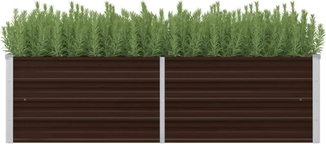Main image of vidaXL Garden Raised Bed Brown 63"x15.7"x17.7" Galvanized Steel