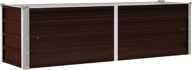 Alt view image 2 of 5 - vidaXL Garden Raised Bed Brown 63"x15.7"x17.7" Galvanized Steel