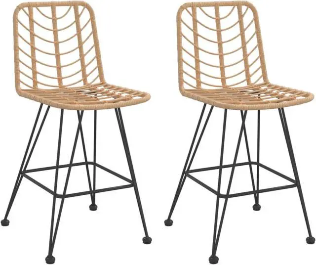 Alt view image 2 of 11 - vidaXL Bar Stools 2 pcs 17.7"x22"x40.7" PE Rattan and Steel
