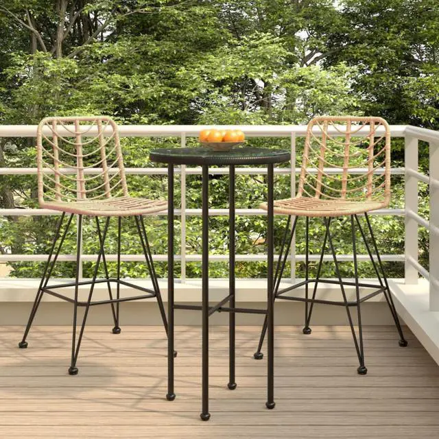 Main image of vidaXL Bar Stools 2 pcs 17.7"x22"x40.7" PE Rattan and Steel