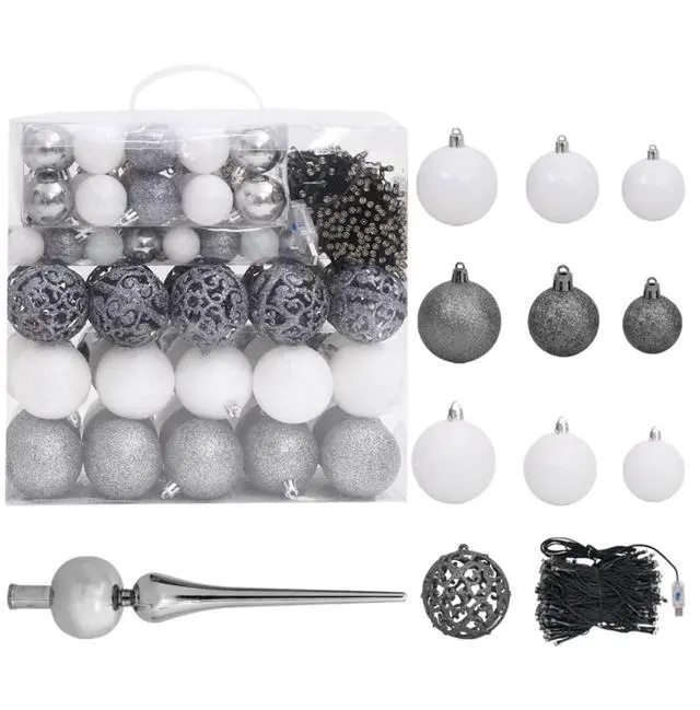 Alt view image 4 of 10 - vidaXL Artificial Christmas Tree with LEDs&Ball Set Green 94.5"