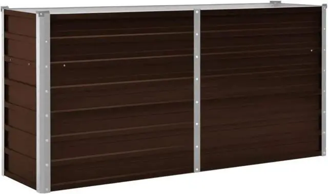 Alt view image 2 of 10 - vidaXL Garden Raised Bed Brown 63"x15.7"x30.3" Galvanized Steel