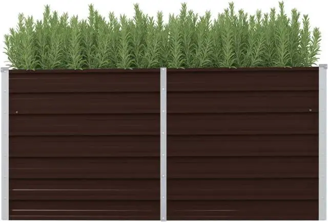 Main image of vidaXL Garden Raised Bed Brown 63"x15.7"x30.3" Galvanized Steel