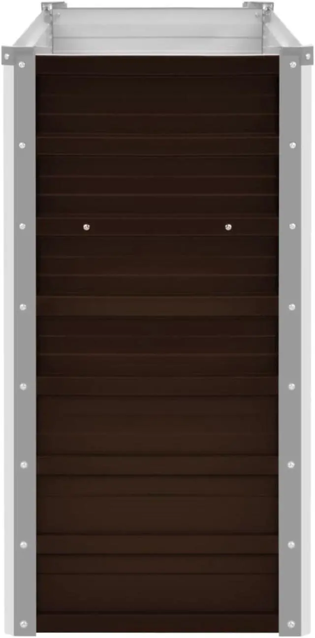 Alt view image 4 of 10 - vidaXL Garden Raised Bed Brown 63"x15.7"x30.3" Galvanized Steel