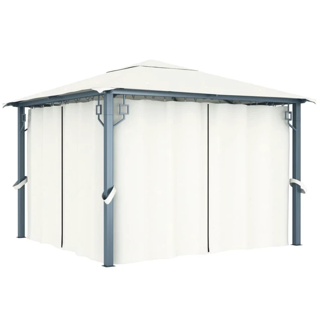 Main image of vidaXL Gazebo with Curtain 118.1"x118.1" Cream Aluminum