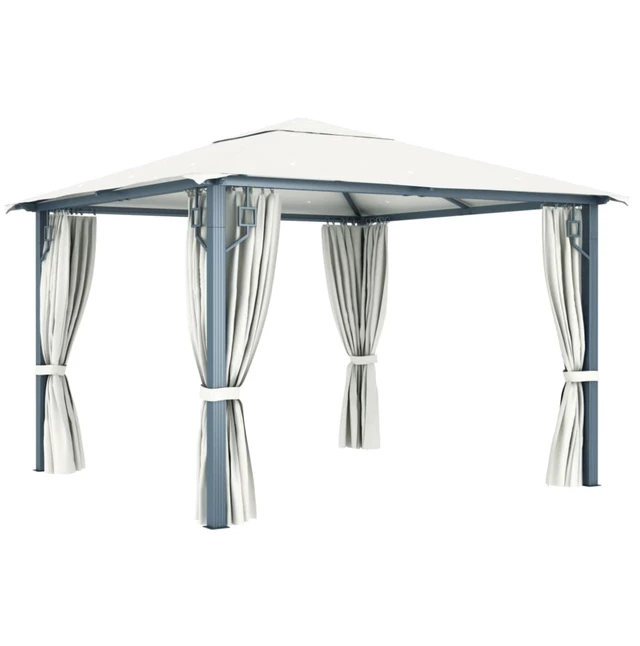 Alt view image 4 of 4 - vidaXL Gazebo with Curtain 118.1"x118.1" Cream Aluminum