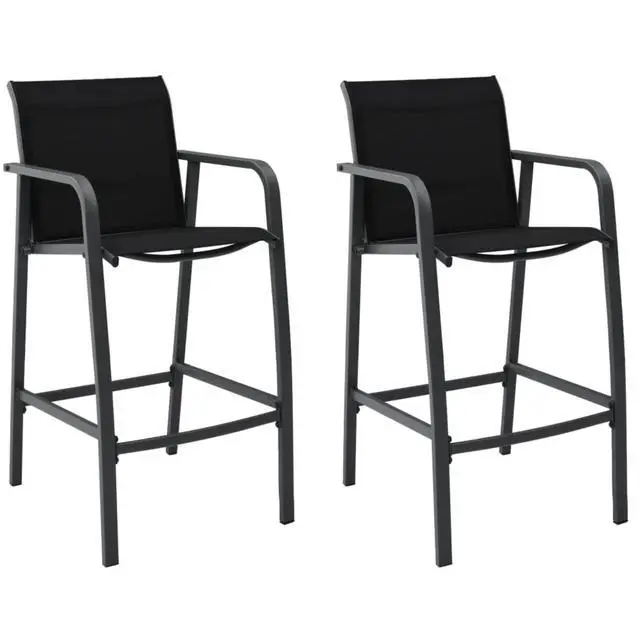 Main image of vidaXL Patio Bar Chairs 2 pcs Black Textilene