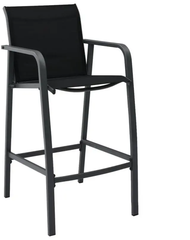 Alt view image 2 of 11 - vidaXL Patio Bar Chairs 2 pcs Black Textilene