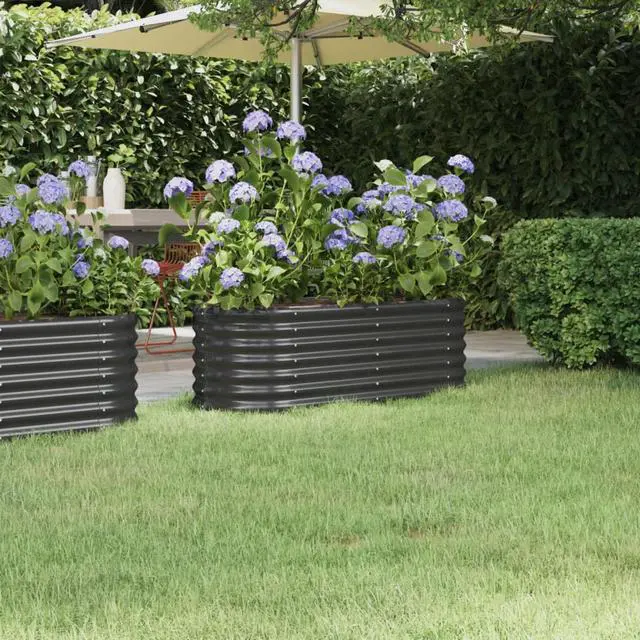 Main image of vidaXL Garden Raised Bed Powder-coated Steel 44.9"x15.7"x14.2" Anthracite