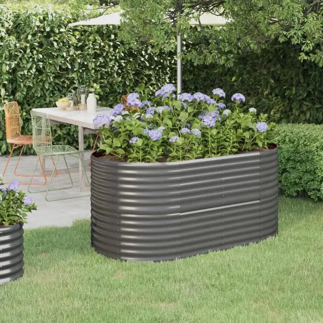 Main image of vidaXL Garden Raised Bed Anthracite Galvanized Steel Large Durable