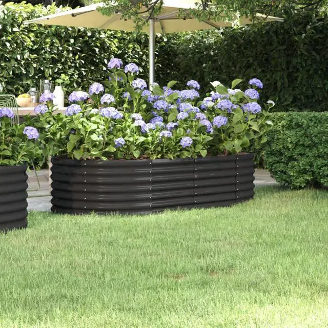 Main image of vidaXL Garden Raised Bed Powder-coated Steel 59.8"x31.5"x14.2" Anthracite