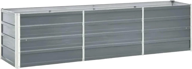 Main image of vidaXL Garden Raised Bed Galvanized Steel 94.5"x15.7"x17.7" Gray