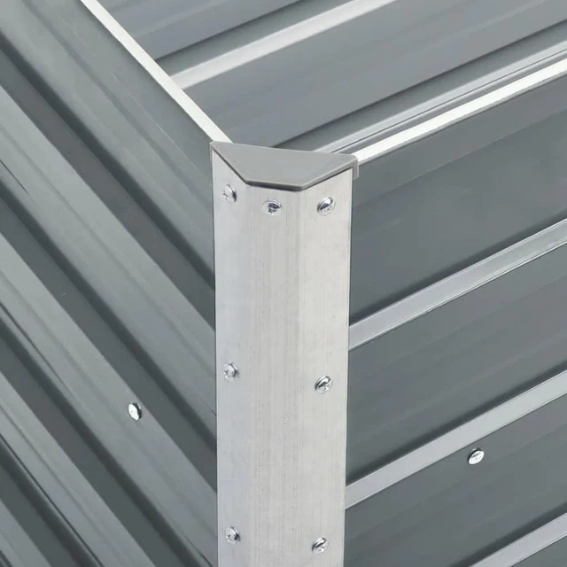 Alt view image 4 of 8 - vidaXL Garden Raised Bed Galvanized Steel 94.5"x15.7"x17.7" Gray