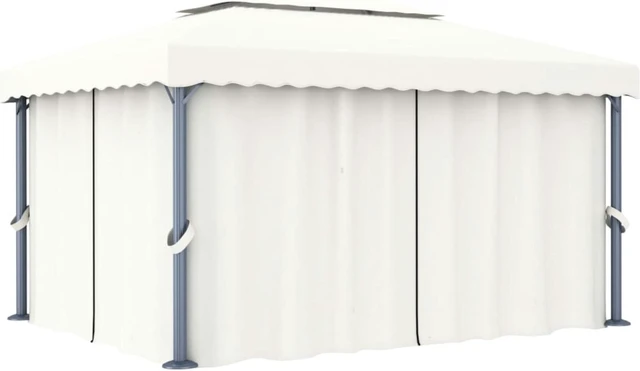 Main image of vidaXL Gazebo with Curtain 13.1'x9.8' Cream White Aluminum