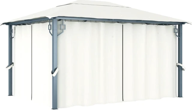Main image of vidaXL Gazebo with Curtain 157.5"x118.1" Cream Aluminum