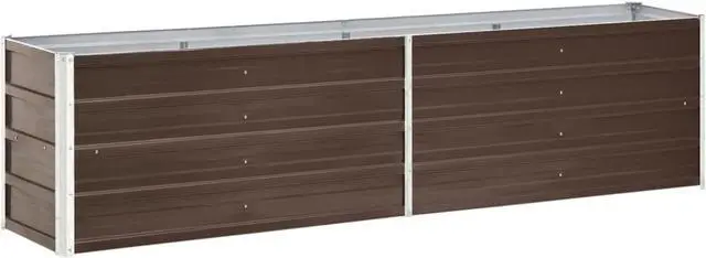 Main image of vidaXL Garden Raised Bed Galvanized Steel 94.5"x15.7"x17.7" Brown