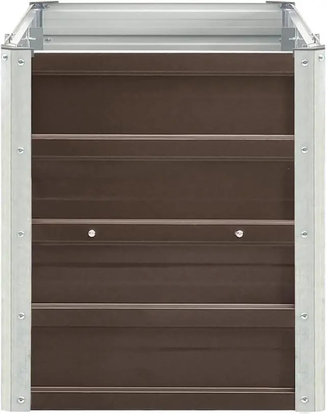 Alt view image 3 of 10 - vidaXL Garden Raised Bed Galvanized Steel 94.5"x15.7"x17.7" Brown