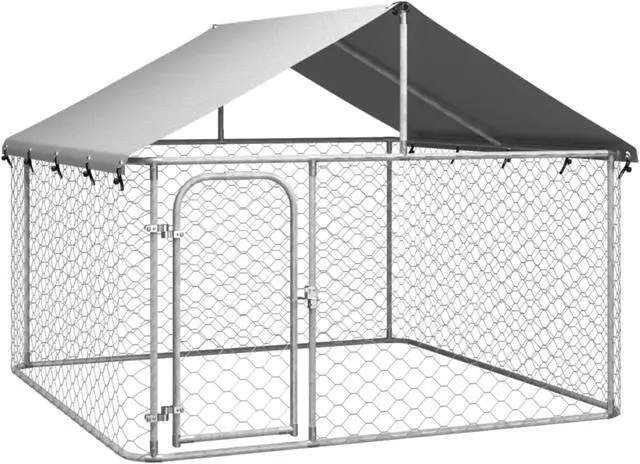 Main image of vidaXL Outdoor Dog Kennel with Roof 78.7"x78.7"x59.1"