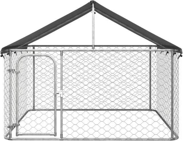 Alt view image 2 of 10 - vidaXL Outdoor Dog Kennel with Roof 78.7"x78.7"x59.1"
