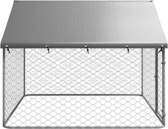 Alt view image 3 of 10 - vidaXL Outdoor Dog Kennel with Roof 78.7"x78.7"x59.1"