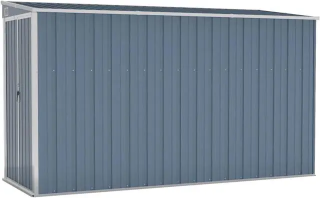 Alt view image 2 of 11 - vidaXL Wall-mounted Garden Shed Gray 46.5"x113.4"x70.1" Galvanized Steel