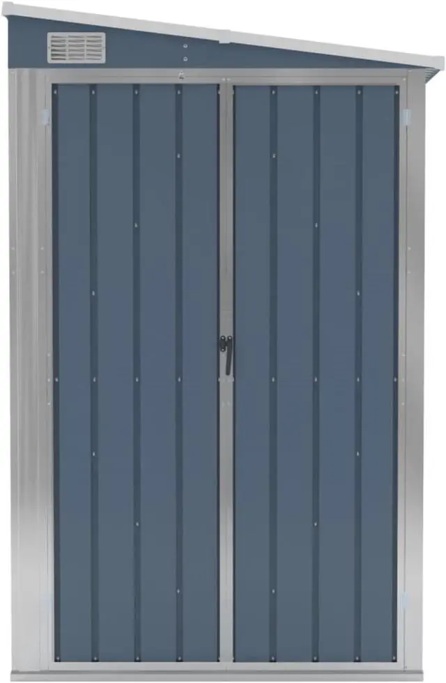 Alt view image 3 of 11 - vidaXL Wall-mounted Garden Shed Gray 46.5"x113.4"x70.1" Galvanized Steel
