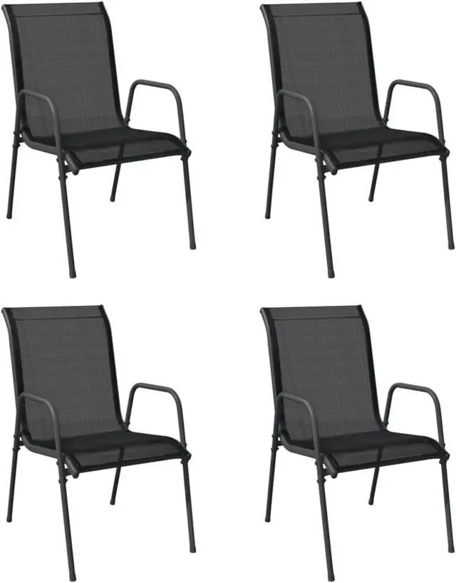 Alt view image 2 of 7 - vidaXL Patio Chairs 4 pcs Steel and Textilene Black