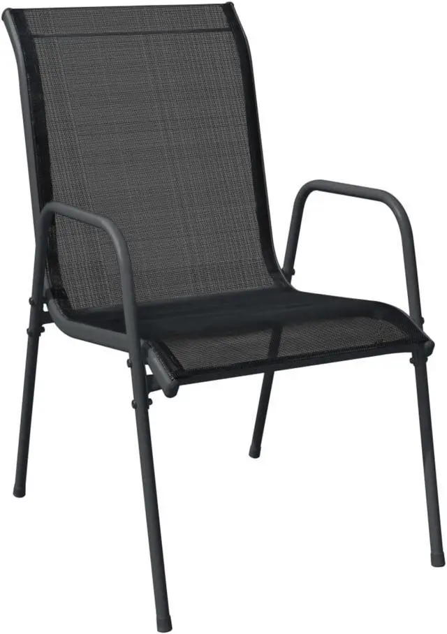Alt view image 3 of 7 - vidaXL Patio Chairs 4 pcs Steel and Textilene Black
