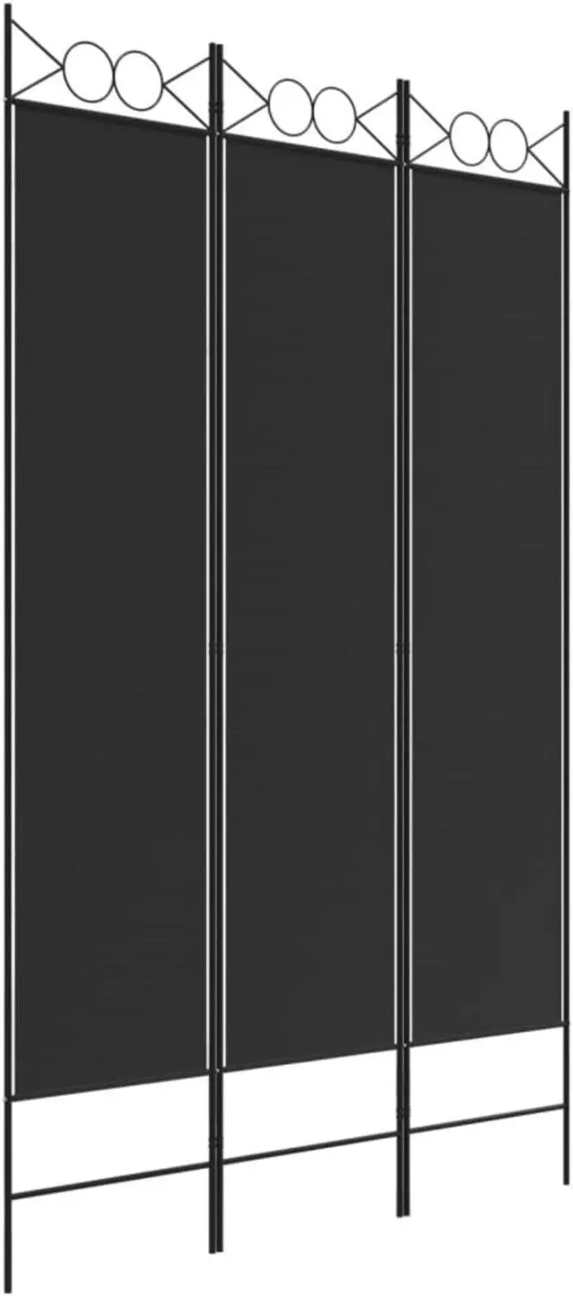 Alt view image 2 of 10 - vidaXL 3 Panel Room Divider Privacy Screen for Room Separation Black Fabric